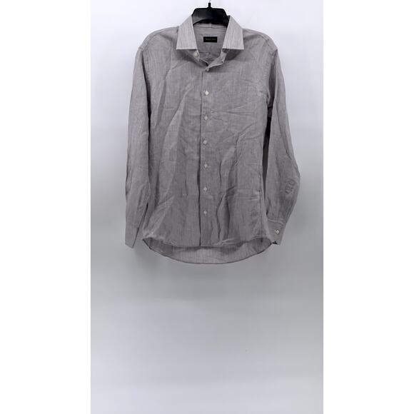 PROPER CLOTH Men's Reda Light Gray Merino-Linen Button-Up Long Sleeve Shirt SZ M - Picture 1 of 10